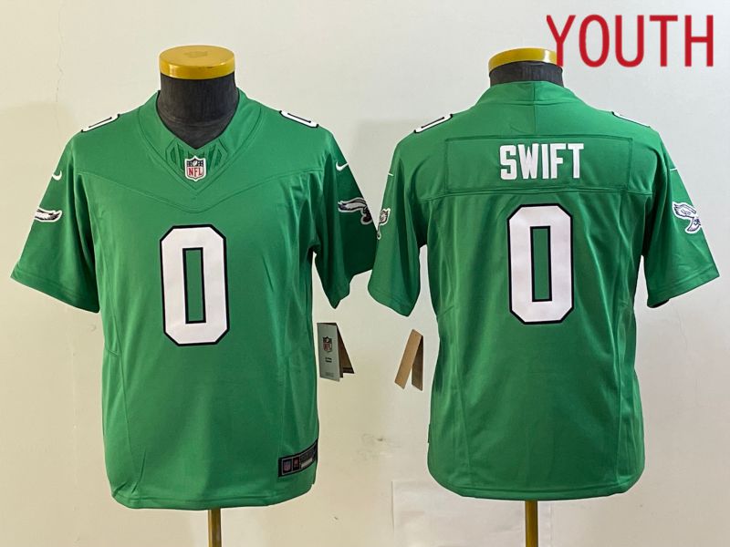 Youth Philadelphia Eagles #0 Swift Green 2023 Nike Vapor Limited NFL Jersey style 1